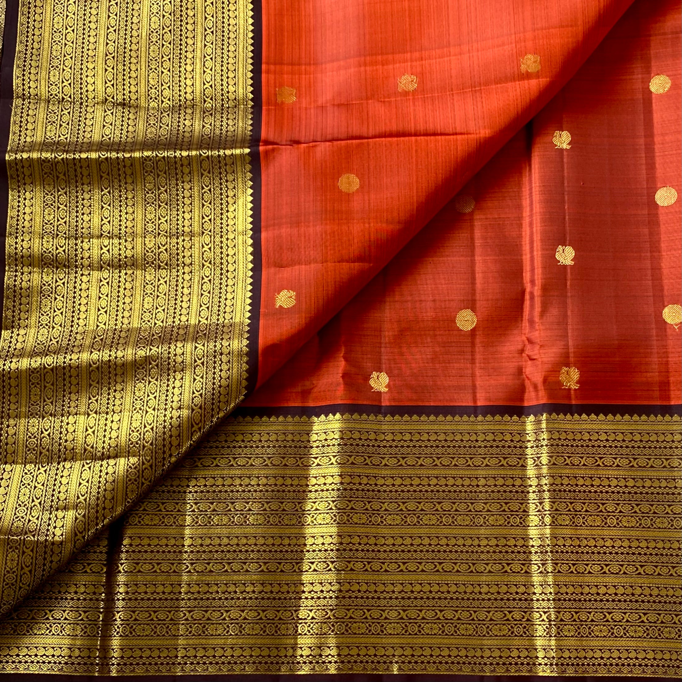 Purple Silk Saree Crimson Pallu Gold Zari Buttas Traditional Wedding