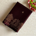 Deep Brown Burgundy Designer Pure Silk Saree With Antique Gold Zari