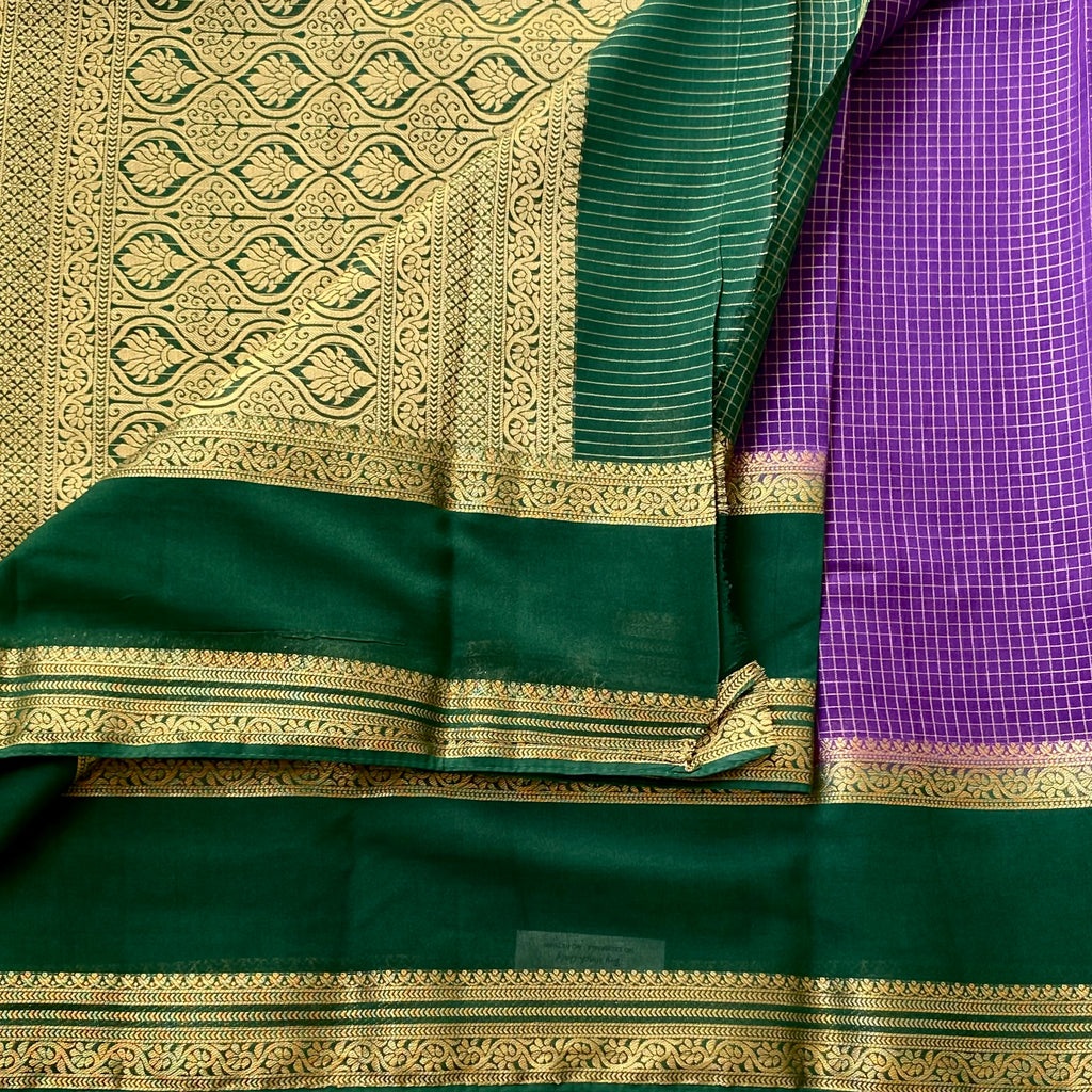 Royal Purple Saree Emerald Pallu Gold Zari Brocade Bridal Collection