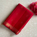 Cherry Reddish Pink Designer Pure Silk Saree With Mustard Gold Pallu