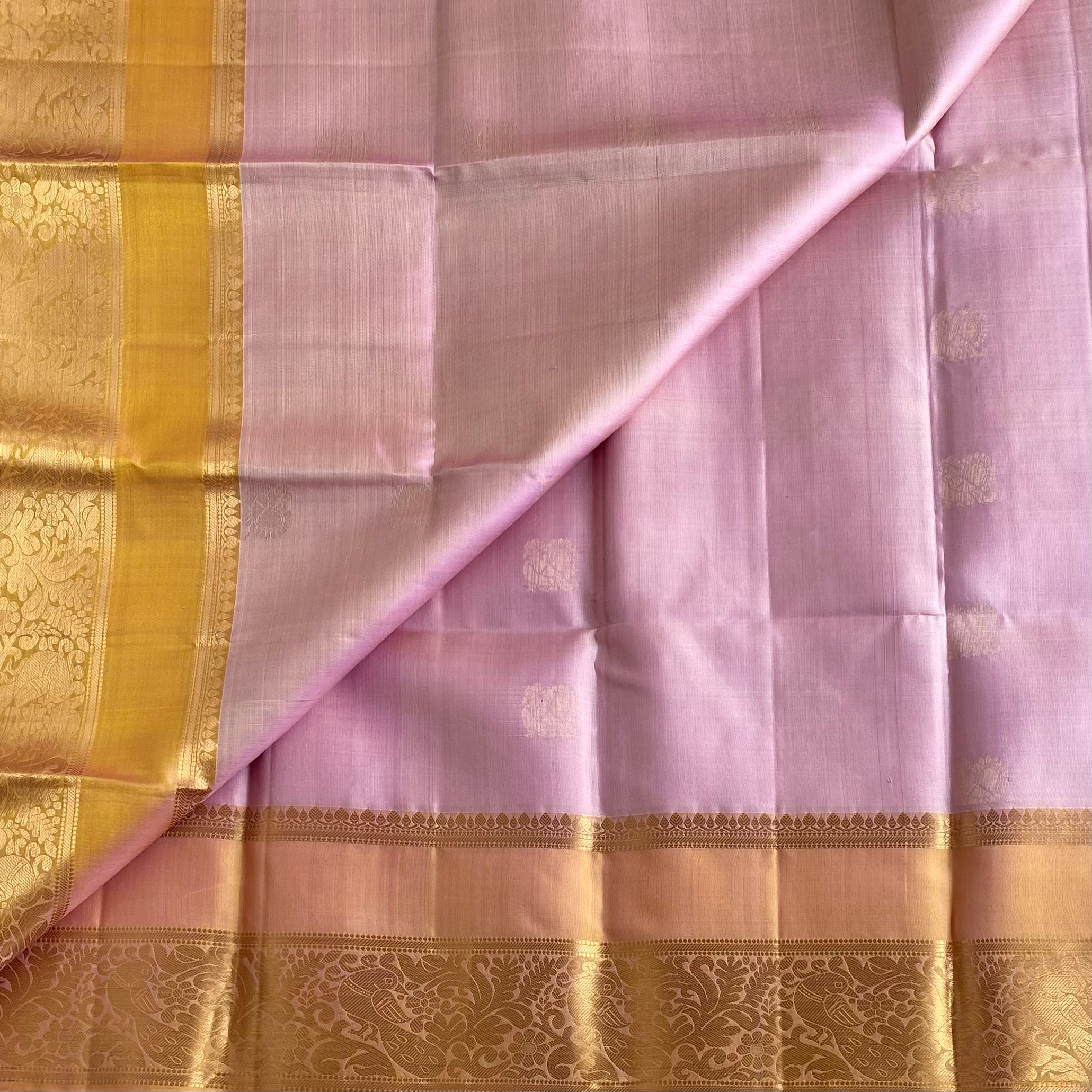 Dusty Rose Designer Pure Silk Saree With Antique Gold Pallu