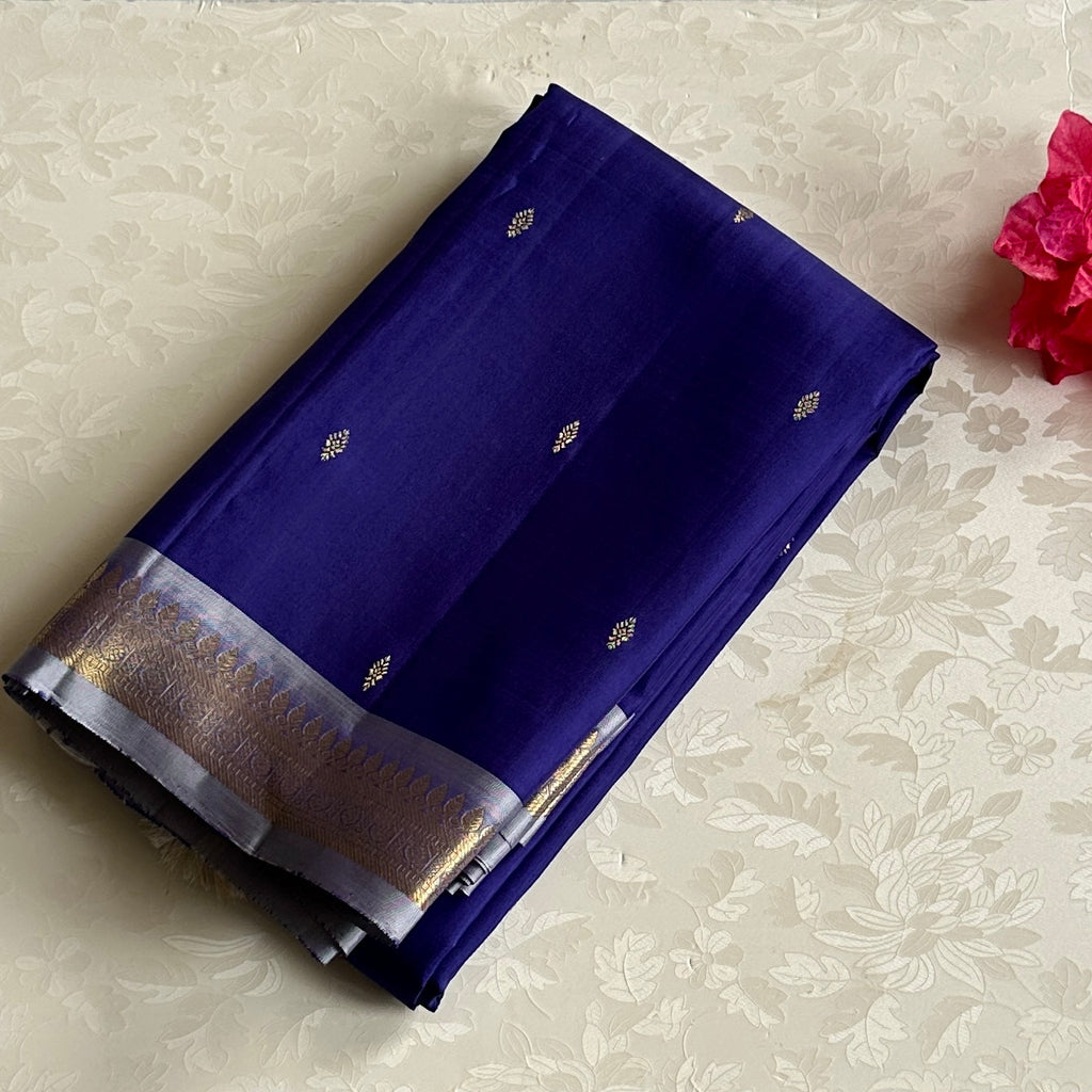 Royal Purple Silk Saree Gold Brocade Diamond Lattice Pallu Wedding