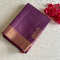 Metallic Lavender Purple Designer Pure Silk Saree With Sunset Orange Pallue