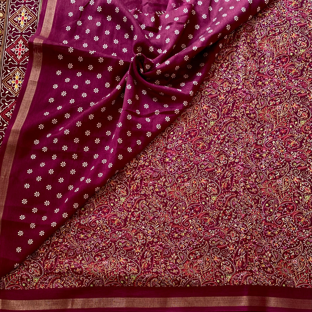 Wine beauty With Printed Soft Paisley Cotton Elegance