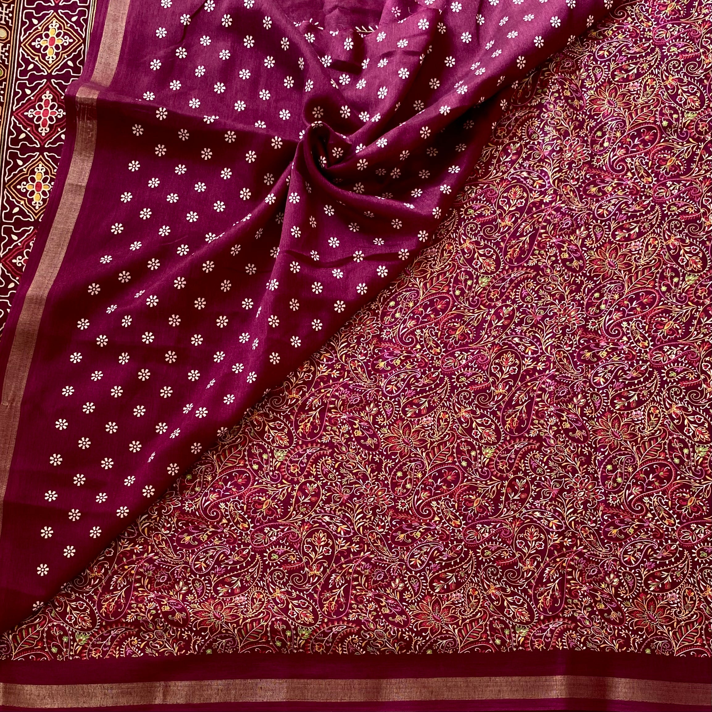 Wine beauty With Printed Soft Paisley Cotton Elegance