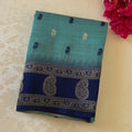 Teal Navy Gold Paisley Zari Saree With Tassels Elegant Traditional