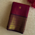 Elegant Magenta Gold Zari Butta Saree with Broad Purple Border