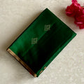 Emerald Green Designer Pure Silk Saree With Rani Pink Pallu