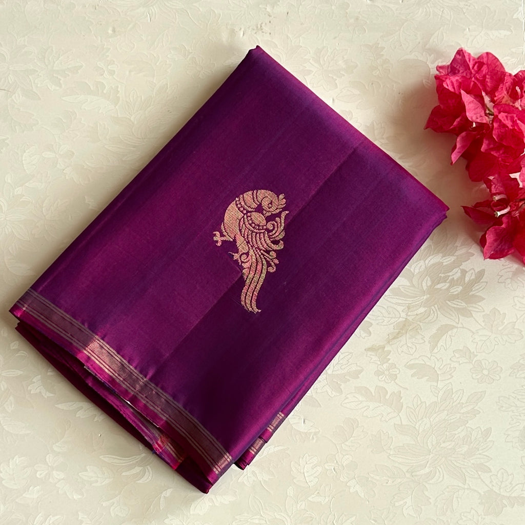 Magenta Silk Saree Gold Zari Paisley Diamond Pallu Wedding Saree
