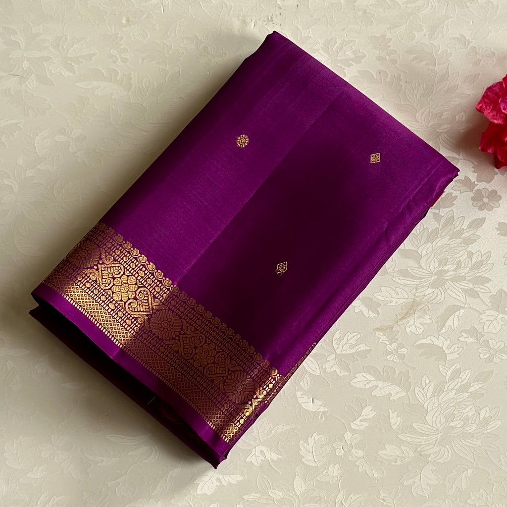 Vintage dual shaded Magenta purple Kanjeevaram pure silk with pure zari