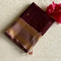 Deep Coffee Wine Designer Pure Silk Saree With Biscuit Brown Pallu