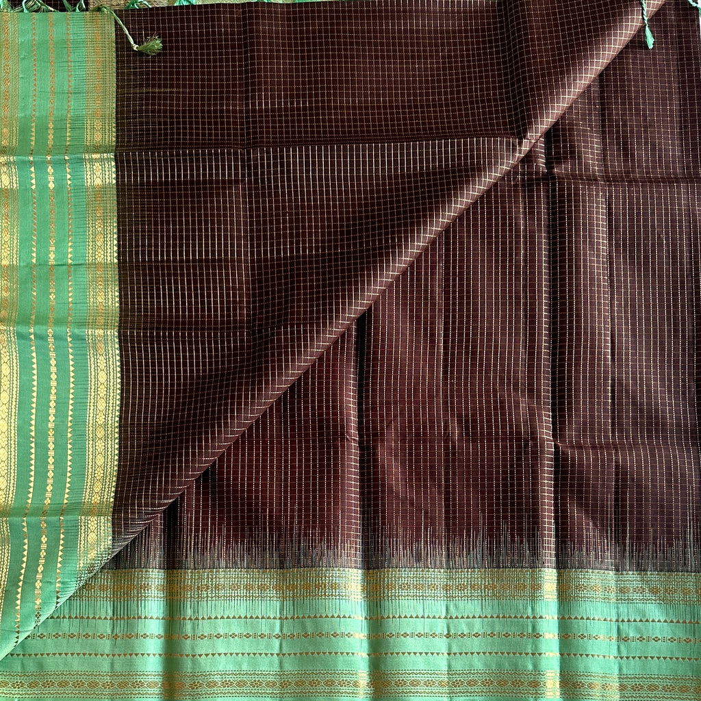 Mint Green Woven Silk Saree With Antique Gold Zari Border