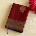 Maroon Purple Zari Saree With Gold Brocade Border For Weddings