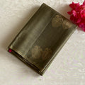 Metallic Sage Green Designer Pure Silk Saree With Magenta Pallu