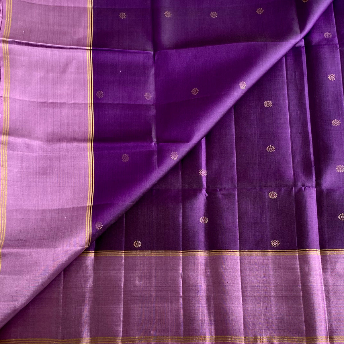 Deep Purple Designer Pure Silk Saree With Lavender Pallu