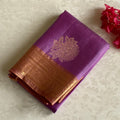 Metallic Lavender Designer Pure Silk With Bronze Copper Pallu