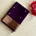 Royal Purple Saree Gold Woven Border Elephant Floral Pallu Silky