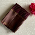 Classic Chocolate Brown Designer Pure Silk Saree With Biscuit Brown