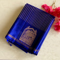 Royal Blue Saree Rose Gold Zari Peacock Temple Border