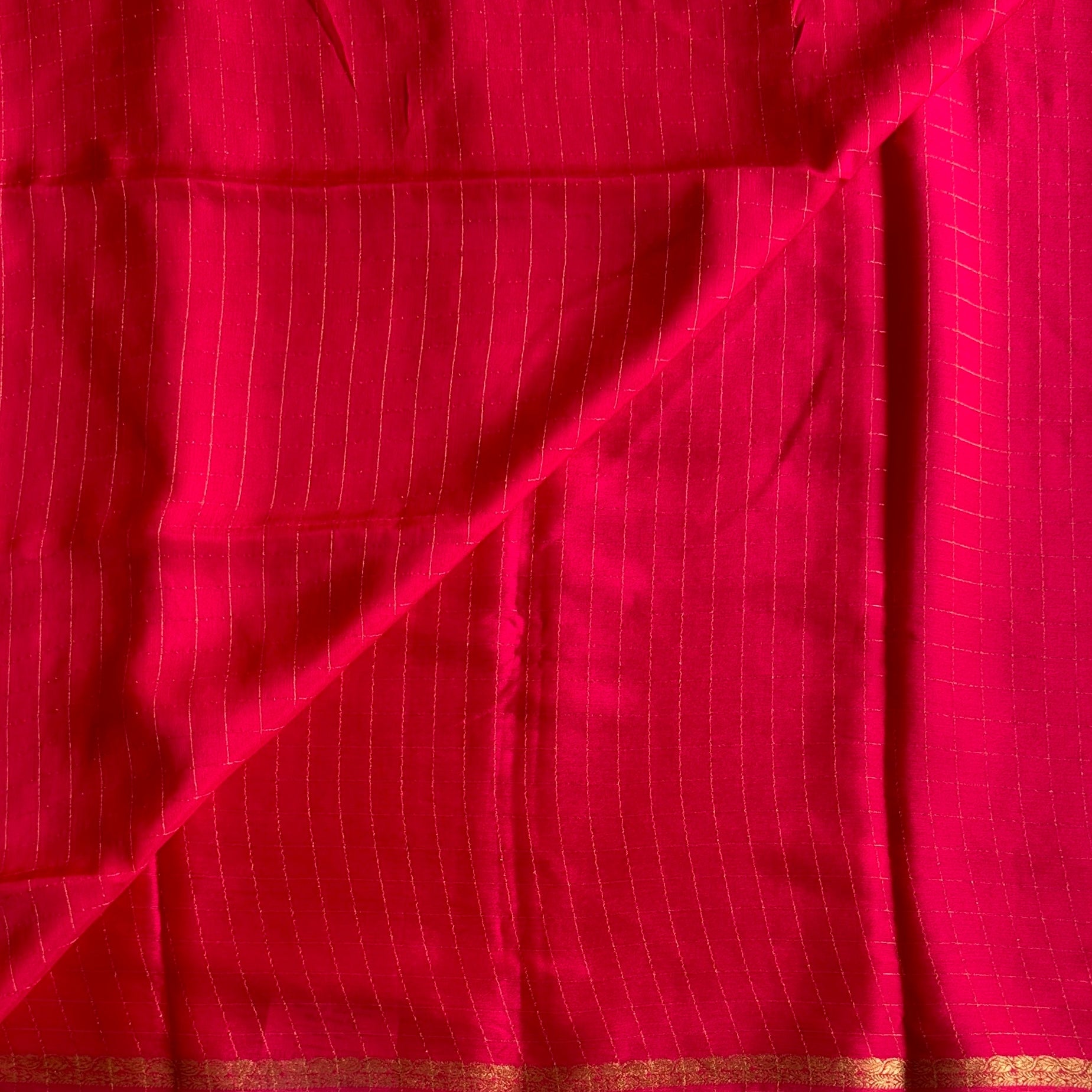 Cherry Pinkish Red Softest Georgette crepe checkered beauty
