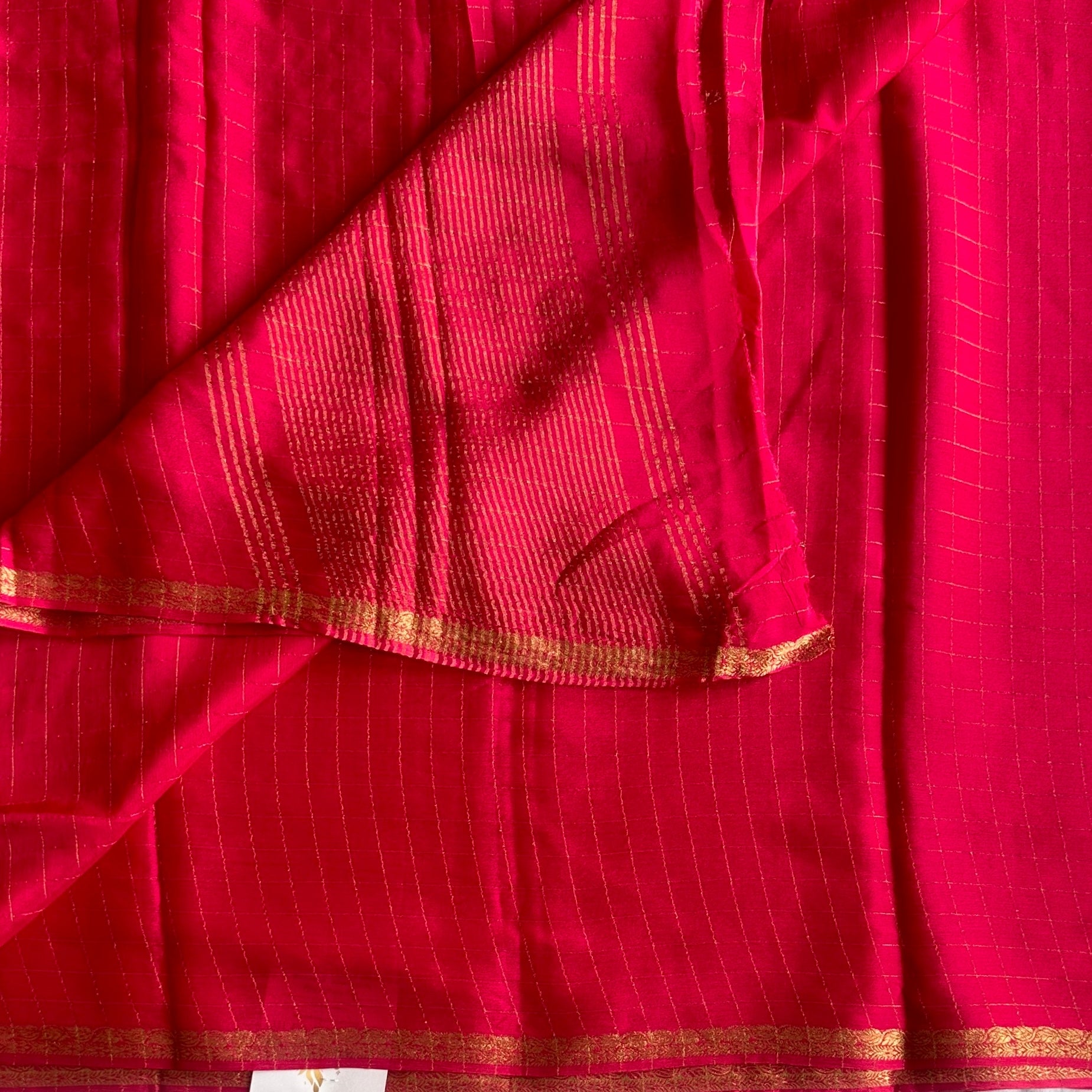 Cherry Pinkish Red Softest Georgette crepe checkered beauty