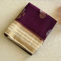 Royal Purple Banarasi Saree With Ivory Gold Pallu And Zari