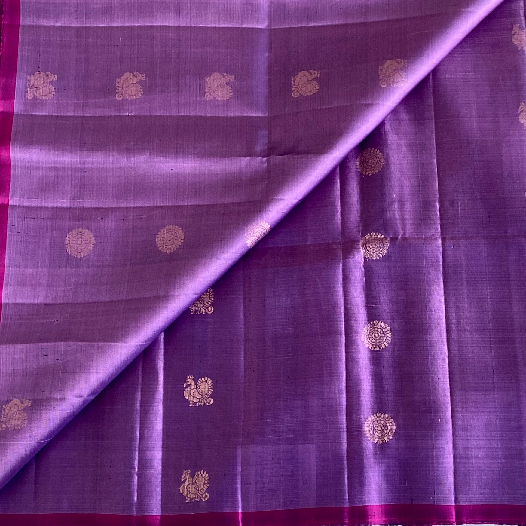 Royal Purple Designer Pure Silk Saree With Rani Pink Pallu