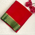 Crimson red wit bottle green Mysore silk stunner
