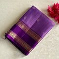 Metallic Lavender Pure Designer Silk With Royal Purple Pallu