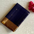 Royal Blue Designer Pure Silk Saree With Mustard Gold Pallu