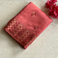 Elegant Coral Pink Magenta Diamond Zari Saree With Tassel Border