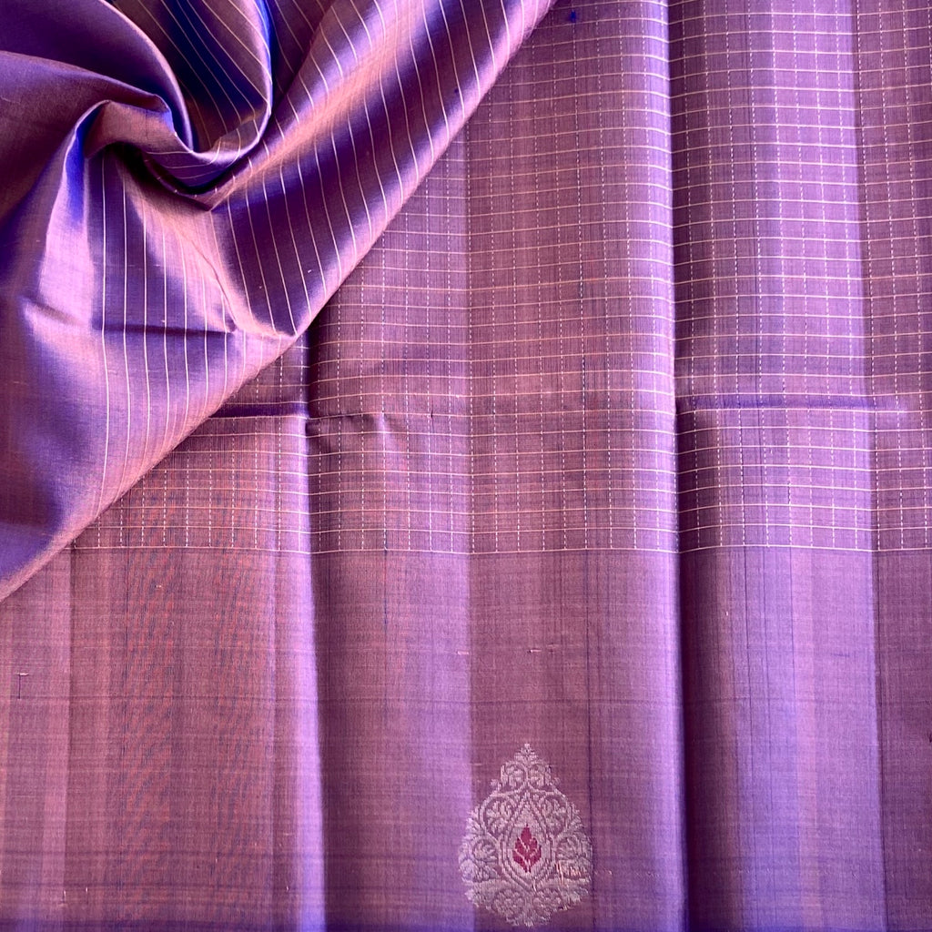 Mauve Purple Designer Pure Silk Saree With Antique Silver Zari