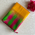 Designer Pure Silk Golden Yellow With Multi Checkered Borders & Pallu