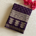 Royal Purple Gold Brocade Saree Woven Zari Wide Border Traditional