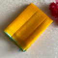 Golden Yellow Designer Pure Silk Saree With Turquoise Blue Pallu