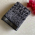 Jet Black Soft Block Printed Linen With Bright White Warli Print