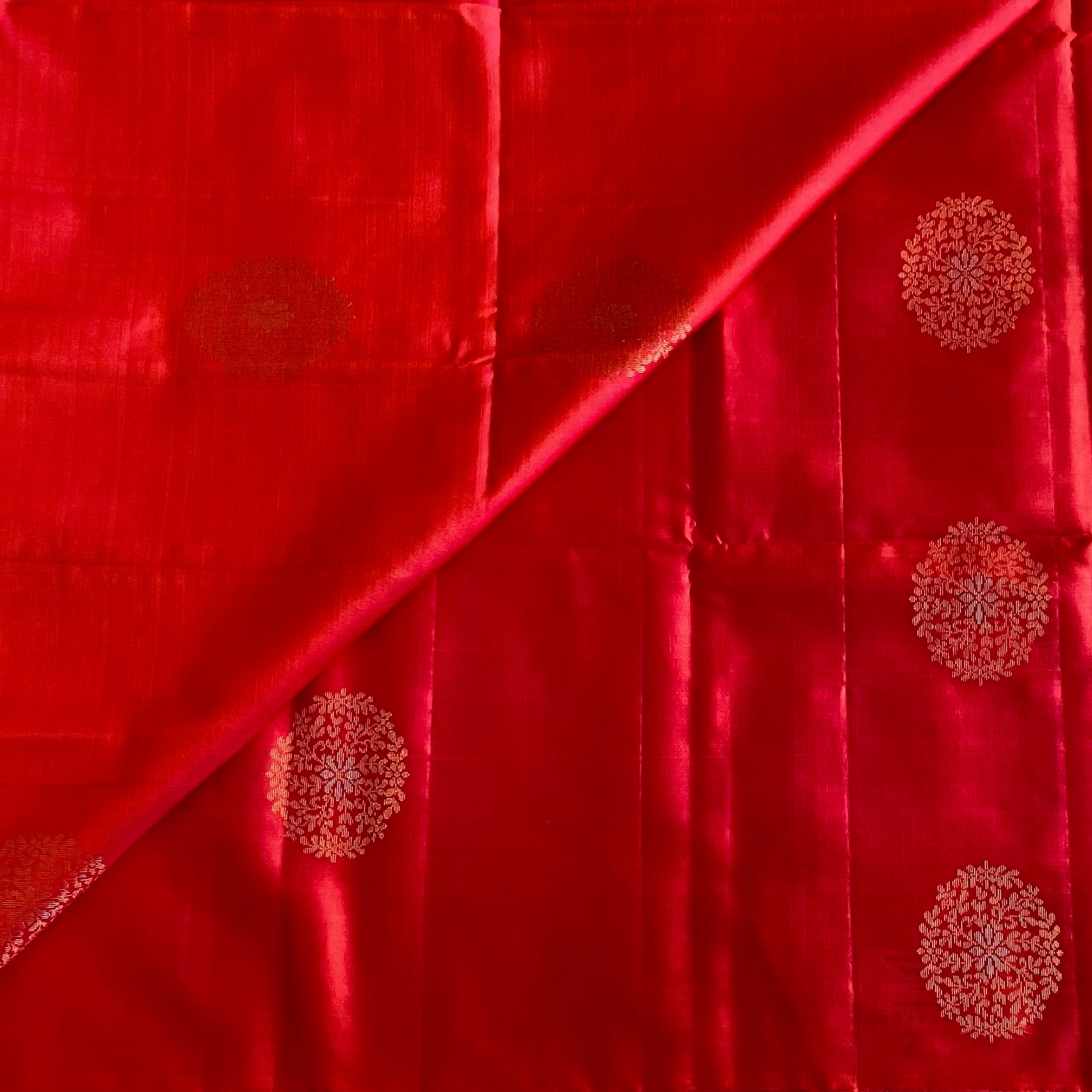 Ruby Red Designer Pure Silk Saree With Zari Woven Buttas