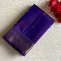 Kanjeevaram Pure Zari Silk Tacao Purple Saree With Zari Gold Border