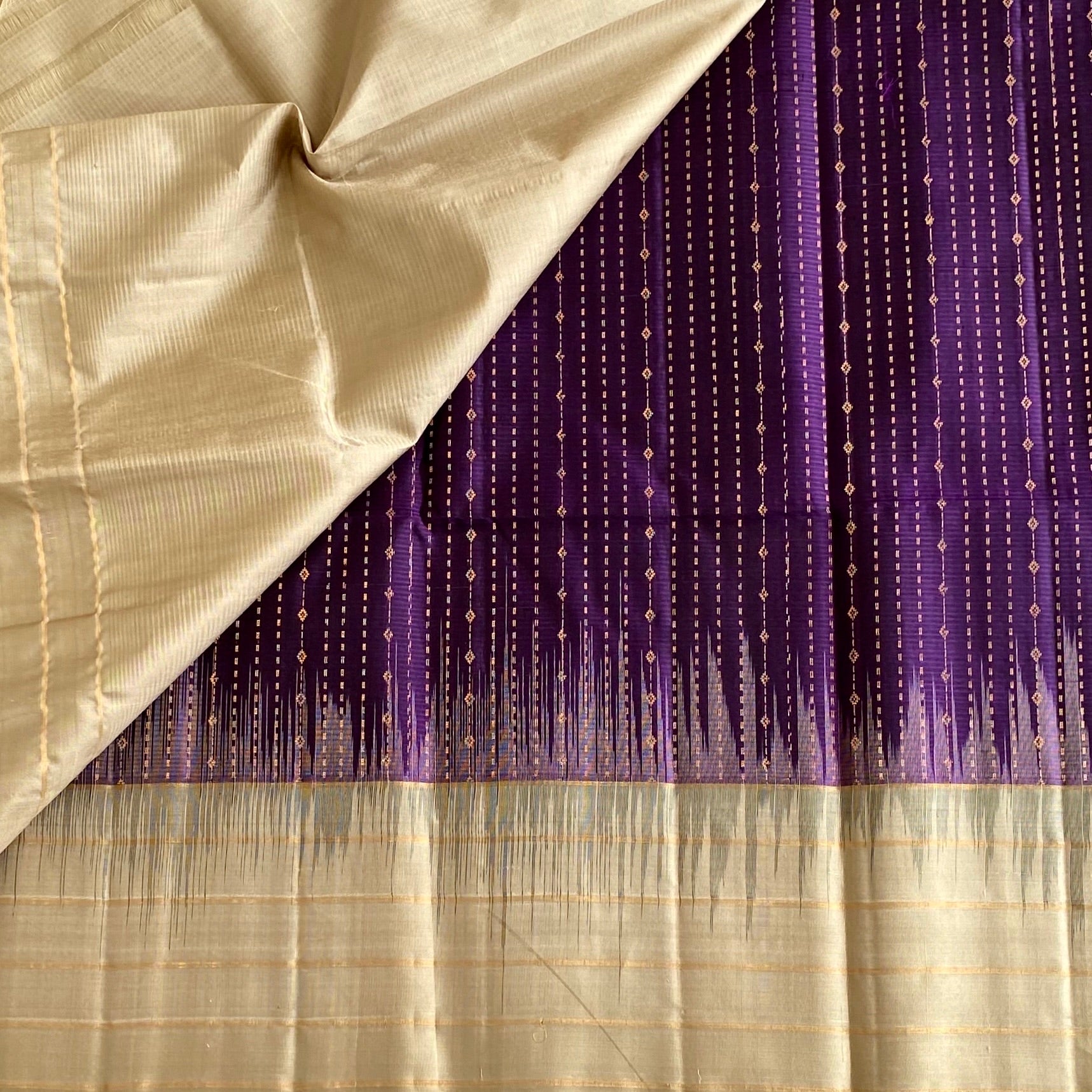 Cadbury Purple Twilight Zari Woven Pure Silk With Champagne Gold