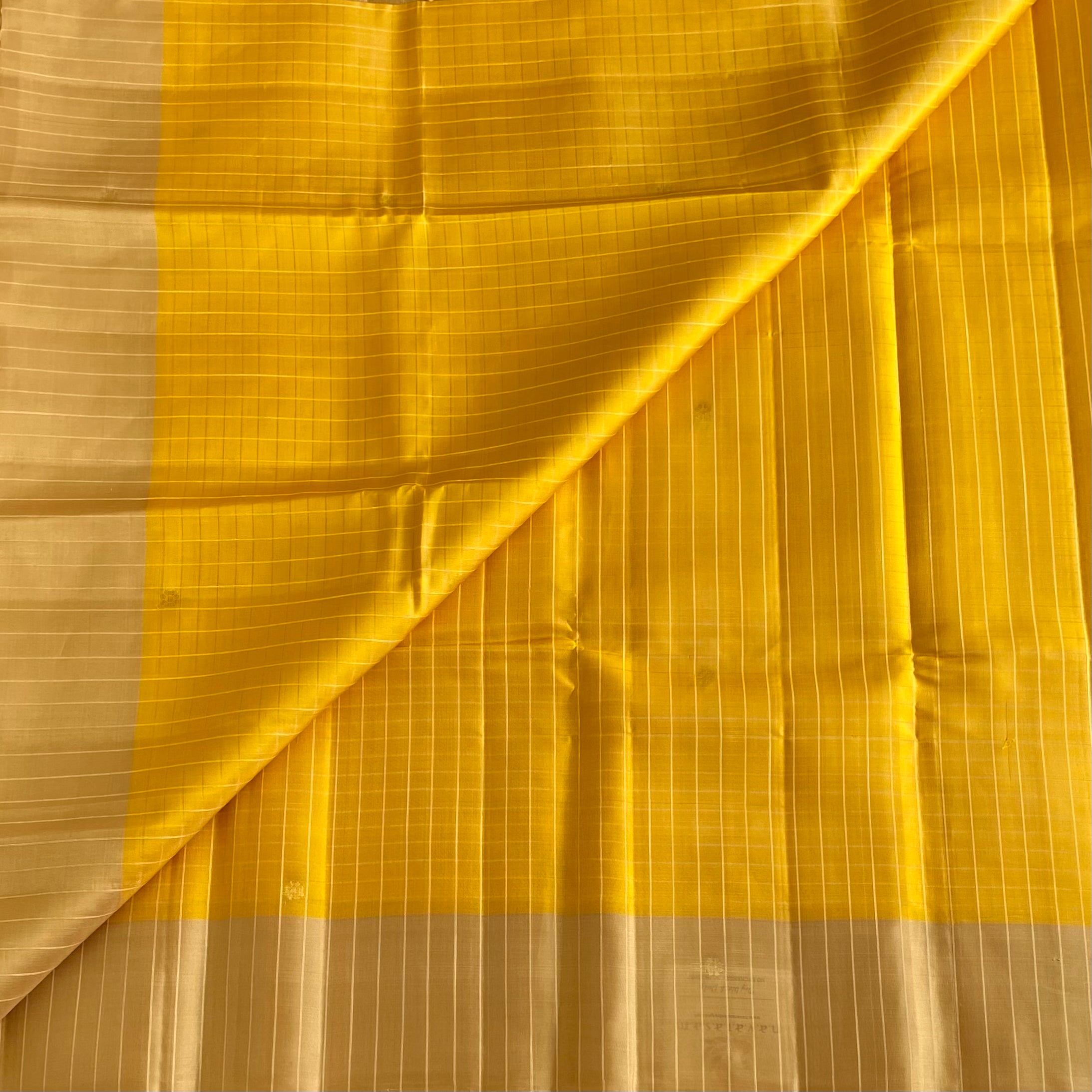Sunshine Yellow Checkered Handwoven Pure Silk