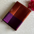 Burnt Orange Designer Pure Silk Kollam With Royal Purple