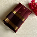 Metallic Mauve Designer Pure Silk Saree Espresso Wine Pallu Gold Zari Border