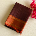 Plum Rust Orange Zari Border Saree Traditional Festive Woven