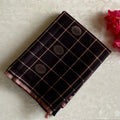Espresso Brown Designer Pure Silk Saree With Peach Pink Pallu