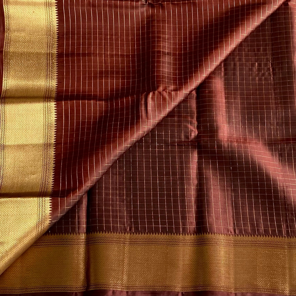 Espresso Coffee Designer Pure Silk Saree With Antique Gold Zari Border