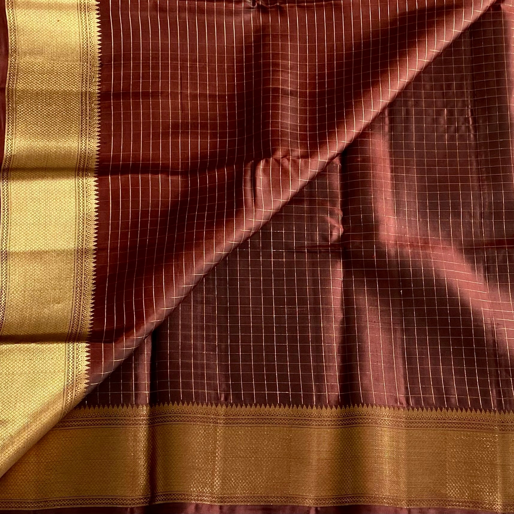 Espresso Coffee Designer Pure Silk Saree With Antique Gold Zari Border