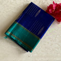Royal Blue Designer Pure Silk Saree With Teal Green Pallu