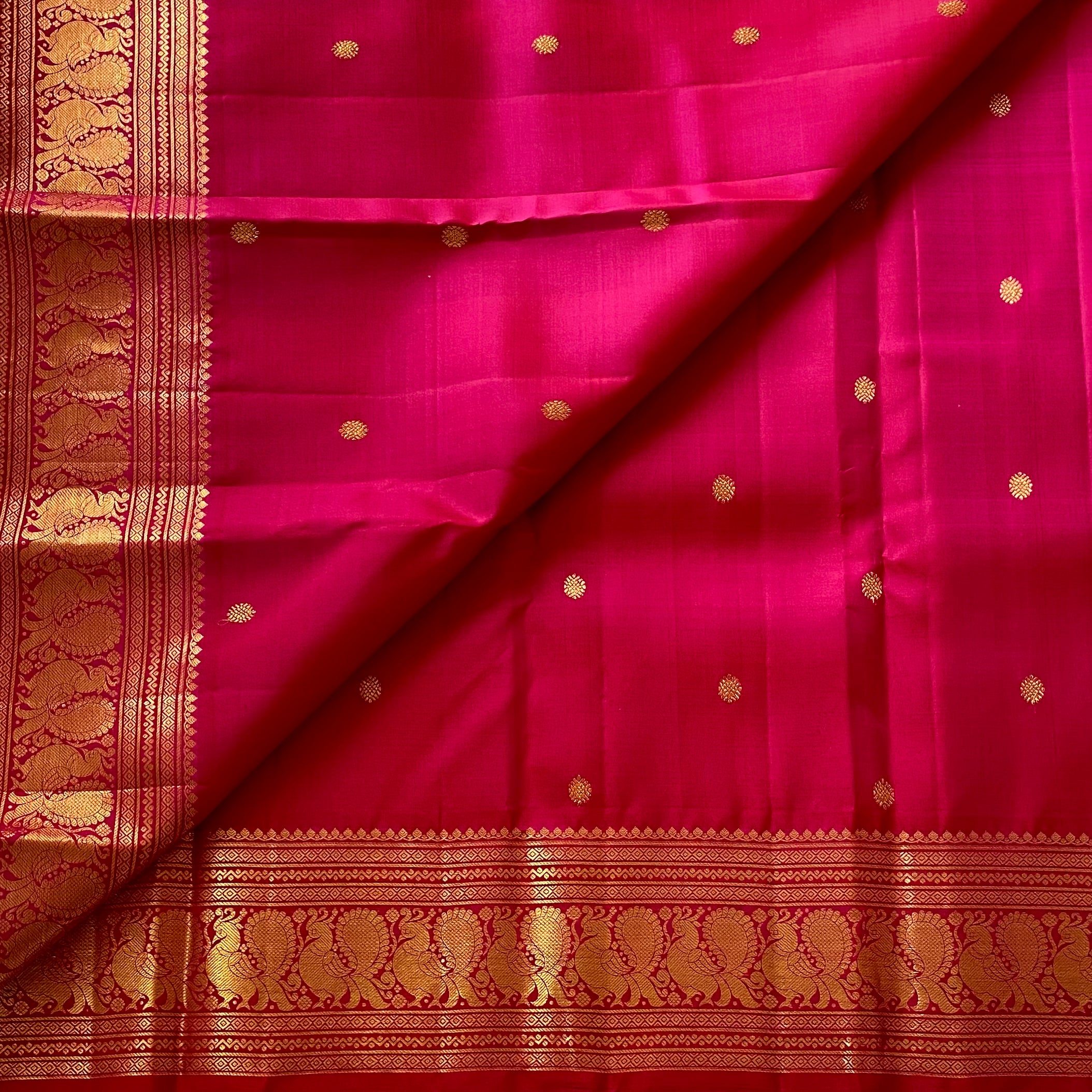 Perfect Red Kanjeevaram Pure Zari Silk Saree With Designer Peacock Borders