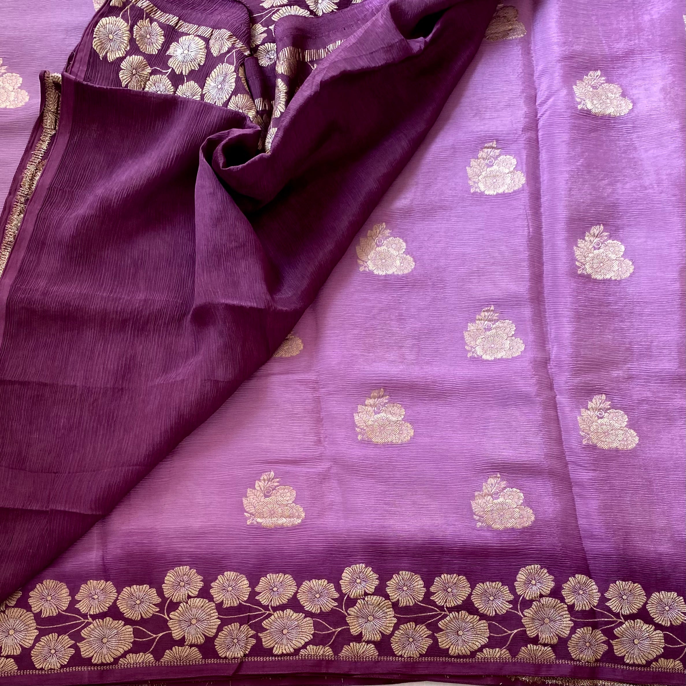 Most lightweight Shades of Lavender & Burgundy Soft Georgette Beauty