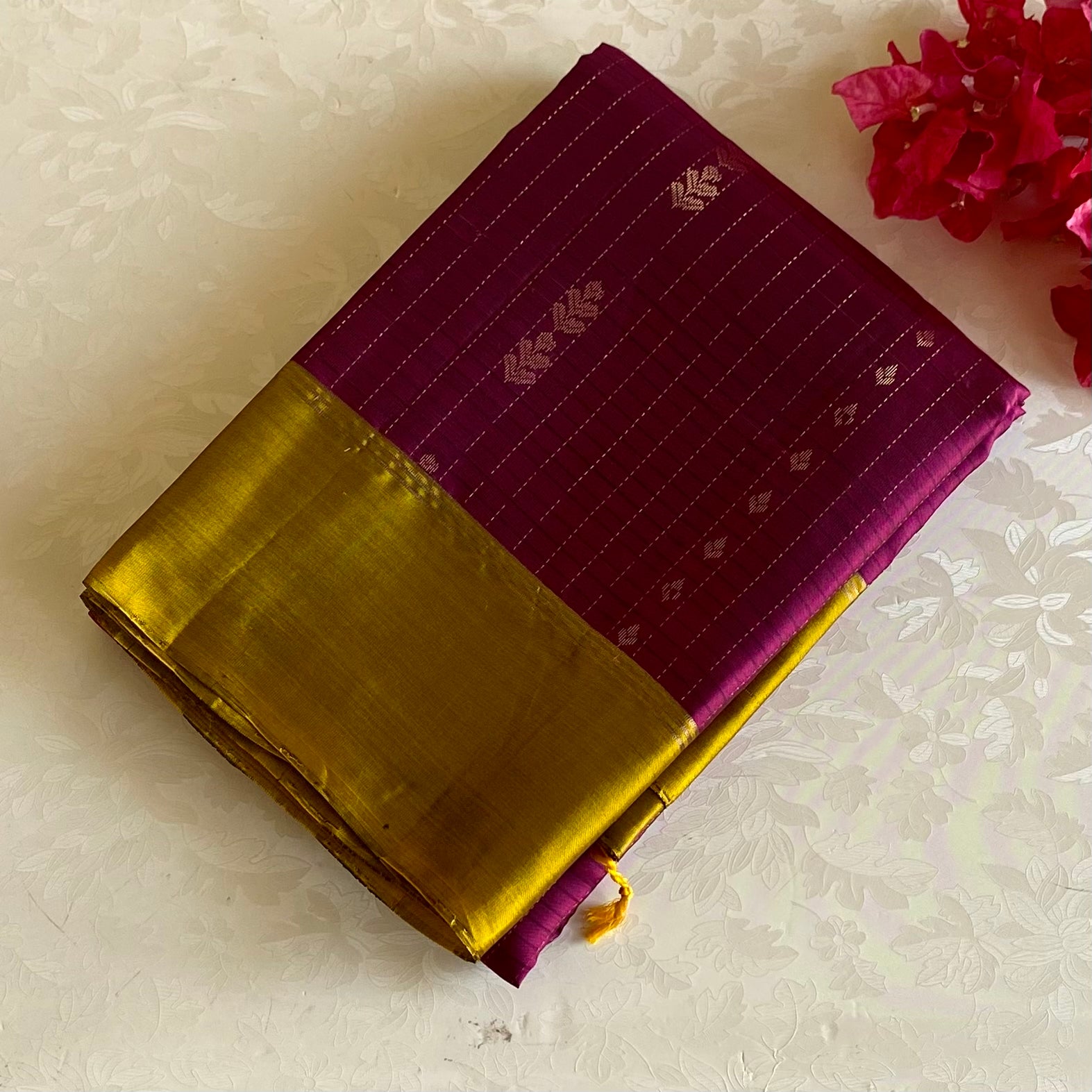 Magical Magenta With Vibrant Lime green Designer Pure Silk